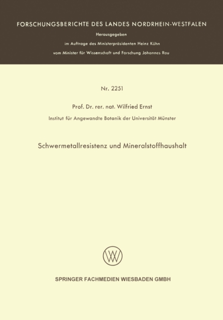 Schwermetallresistenz und Mineralstoffhaushalt