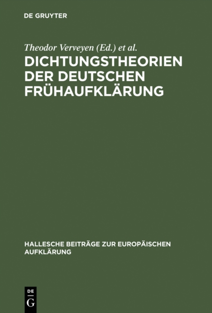 Dichtungstheorien der deutschen Frühaufklärung