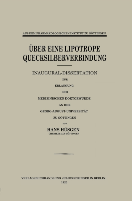 Über Eine Lipotrope Quecksilberverbindung