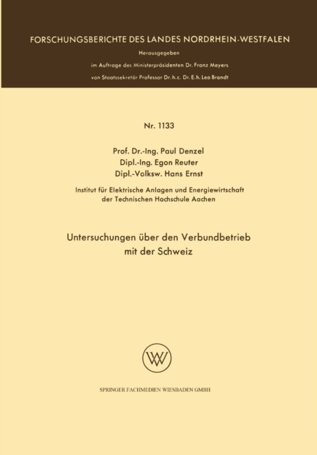 Untersuchungen über den Verbundbetrieb mit der Schweiz