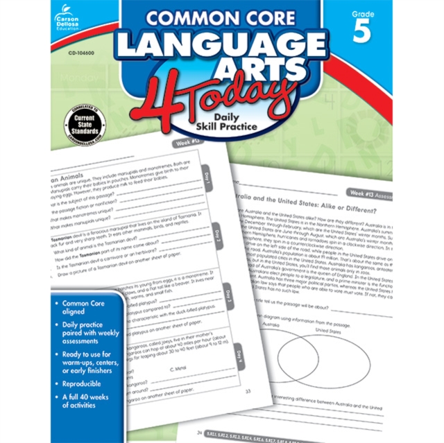 Common Core Language Arts 4 Today, Grade 5