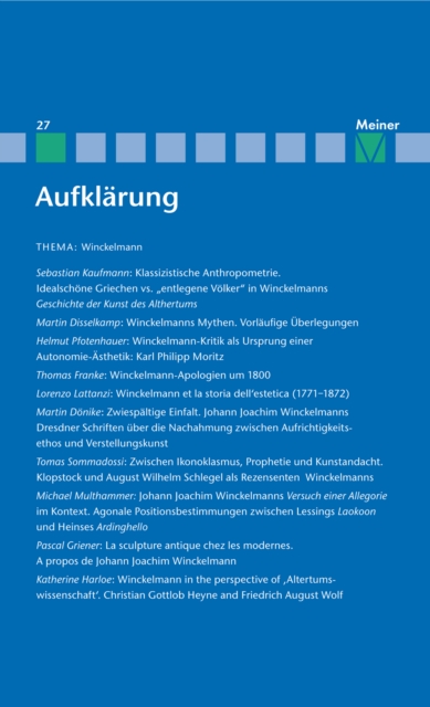 Aufklärung, Band 27: Winckelmann