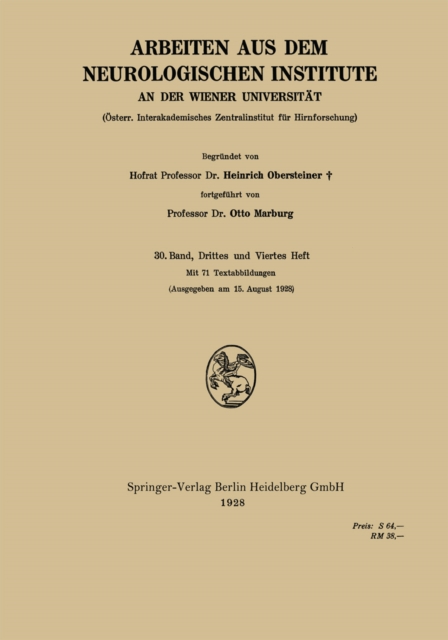 Arbeiten aus dem Neurologischen Institute an der Wiener Universität