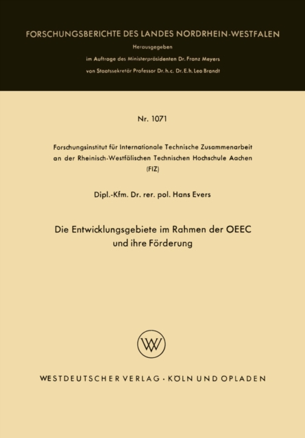 Die Entwicklungsgebiete im Rahmen der OEEC und ihre Förderung