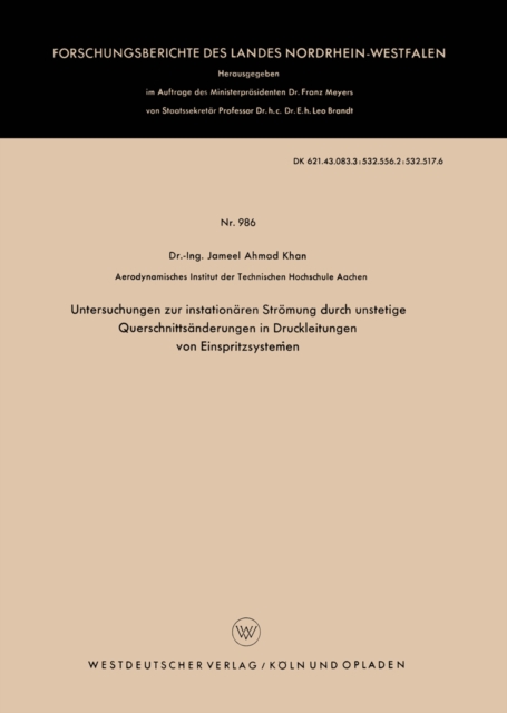 Untersuchungen zur instationären Strömung durch unstetige Querschnittsänderungen in Druckleitungen von Einspritzsystemen