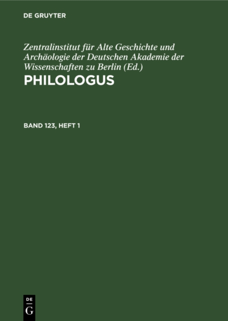 Philologus. Band 123, Heft 1