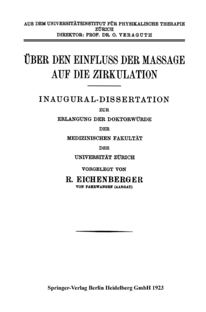 Über den Einfluss der Massage auf die Zirkulation