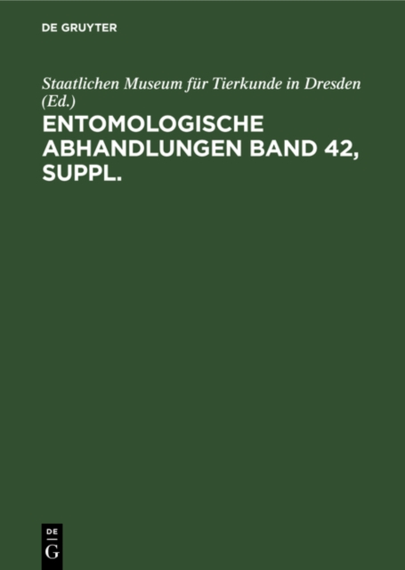 Entomologische Abhandlungen. Band 42, Supplement