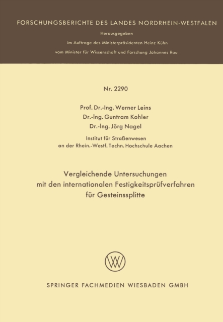 Vergleichende Untersuchungen mit den internationalen Festigkeitsprüfverfahren für Gesteinssplitte