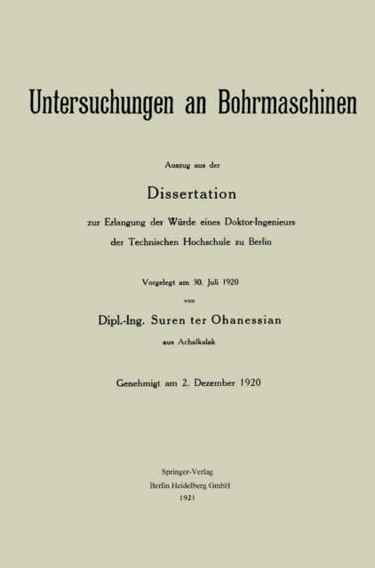 Untersuchungen an Bohrmaschinen