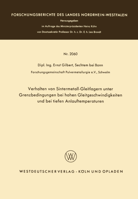 Verhalten von Sintermetall-Gleitlagern unter Grenzbedingungen bei hohen Gleitgeschwindigkeiten und bei tiefen Anlauftemperaturen