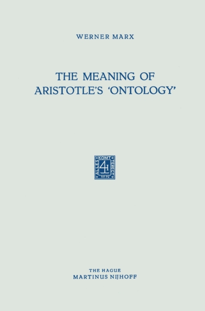 Meaning of Aristotle's 'Ontology'