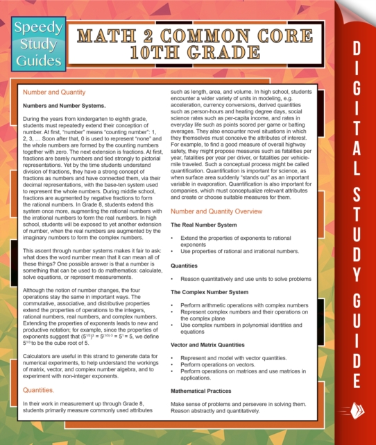 Math 2 Common Core 10th Grade (Speedy Study Guides)