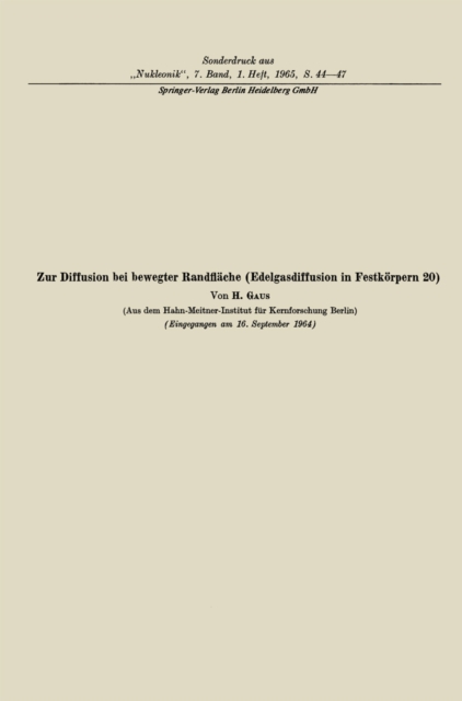 Zur Diffusion bei bewegter Randfläche