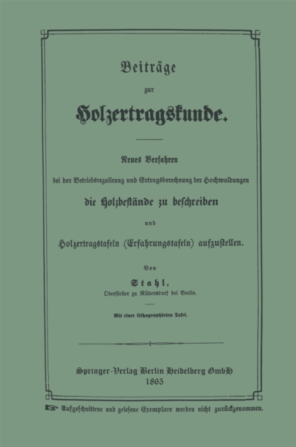 Beiträge zur Holzertragskunde