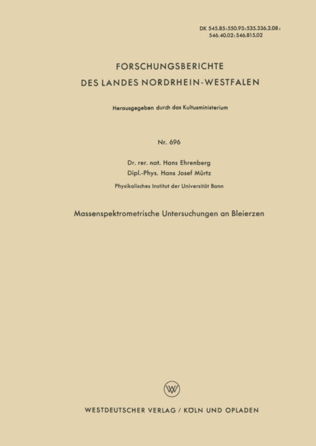 Massenspektrometrische Untersuchungen an Bleierzen