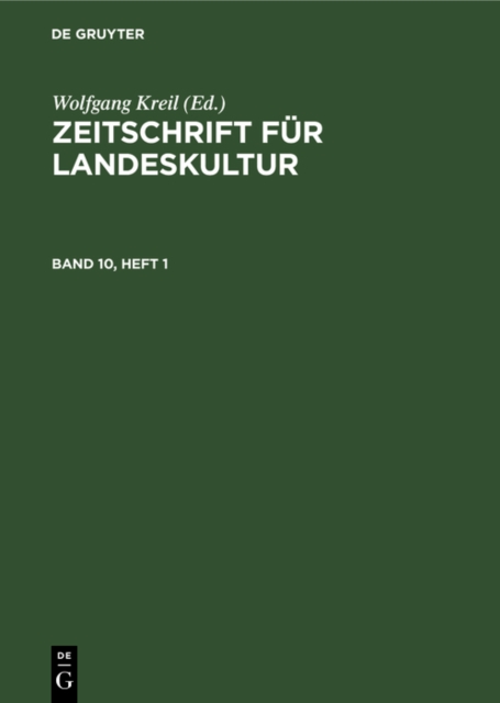 Zeitschrift fur Landeskultur. Band 10, Heft 1
