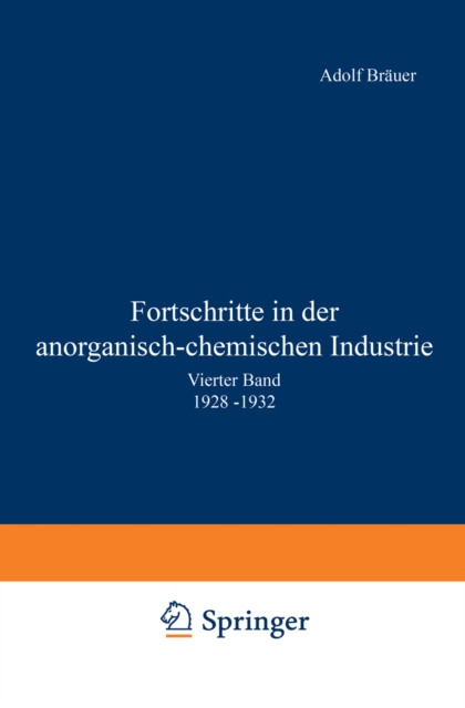 Fortschritte in der anorganisch-chemischen Industrie