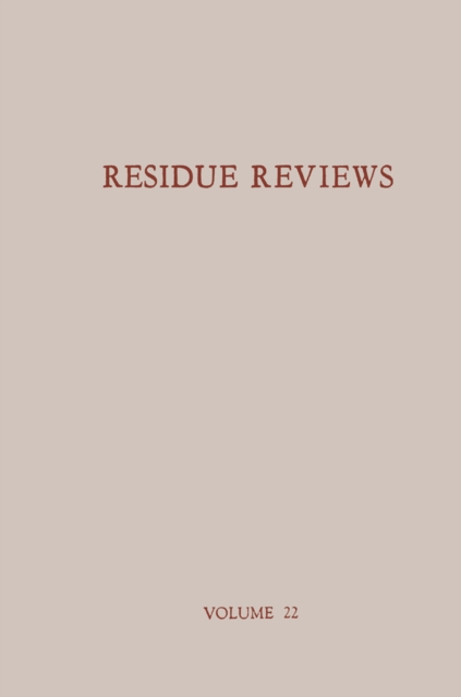Residue Reviews / Ruckstands-Berichte