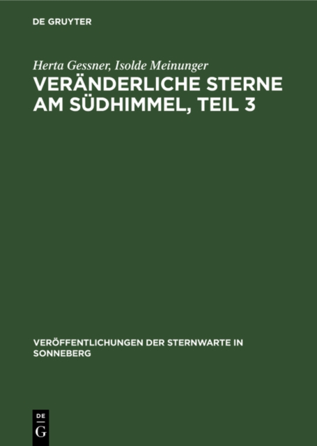 Veranderliche Sterne am Sudhimmel, Teil 3