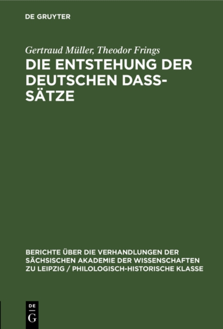 Die Entstehung der deutschen da-Satze