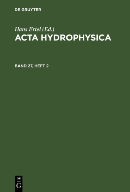 Acta Hydrophysica. Band 27, Heft 2