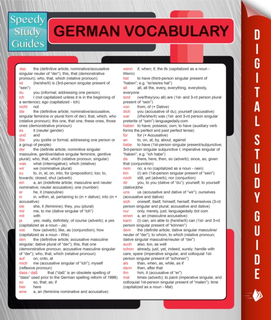 German Vocabulary (Speedy Language Study Guides)