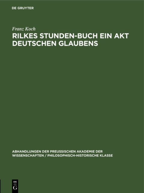Rilkes Stunden-Buch ein Akt deutschen Glaubens