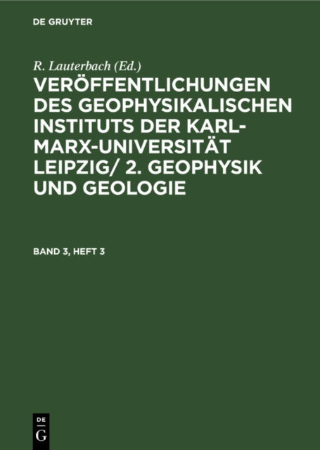 Geophysik und Geologie. Band 3, Heft 3
