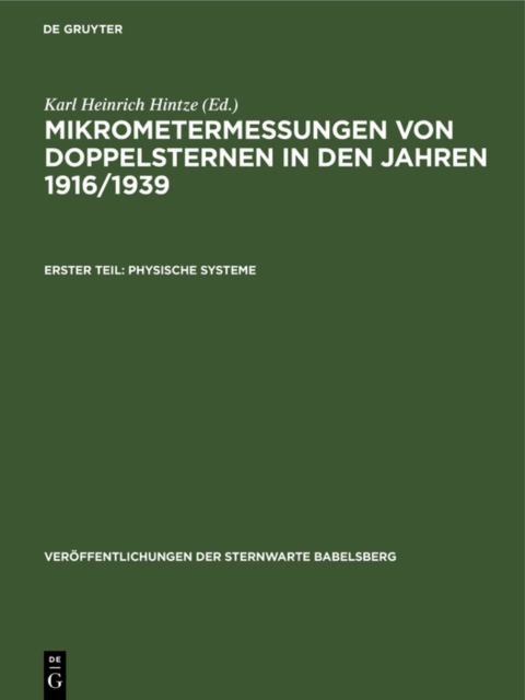 Mikrometermessungen von Doppelsternen in den Jahren 1916/1939