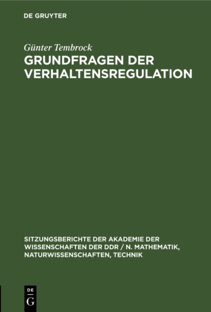 Grundfragen der Verhaltensregulation