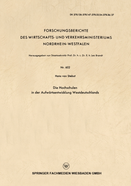 Die Hochschulen in der Aufwärtsentwicklung Westdeutschlands