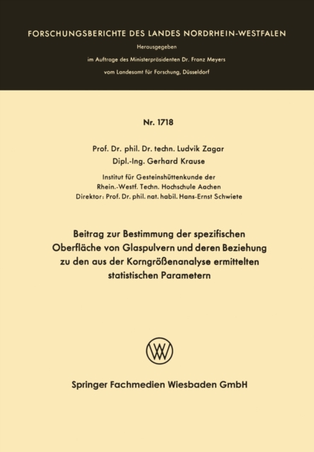 Beitrag zur Bestimmung der spezifischen Oberfläche von Glaspulvern und deren Beziehung zu den aus der Korngrößenanalyse ermittelten statistischen Parametern