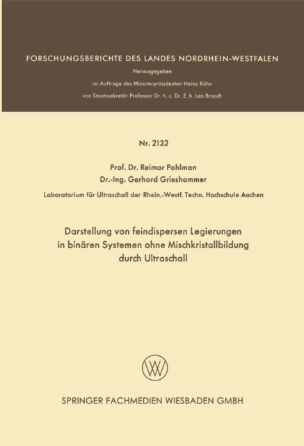 Darstellung von feindispersen Legierungen in binären Systemen ohne Mischkristallbildung durch Ultraschall