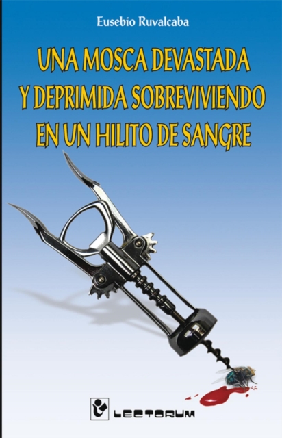 Una mosca devastada y deprimida sobreviviendo en un hilo de sangre