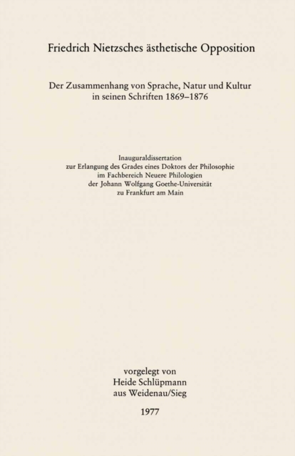 Friedrich Nietzsches ästhetische Opposition