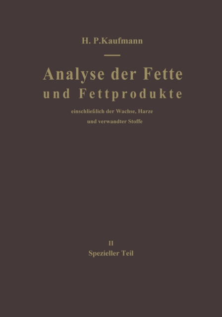 Analyse der Fette und Fettprodukte