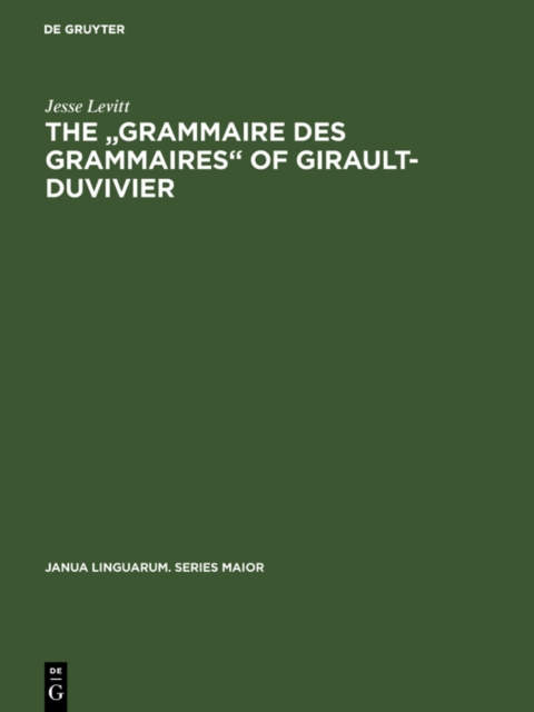 &quote;Grammaire des grammaires&quote; of Girault-Duvivier