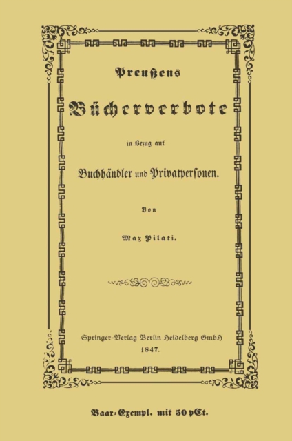 Preußens Bücherverbote in Betreff der Privatpersonen und Buchhändler