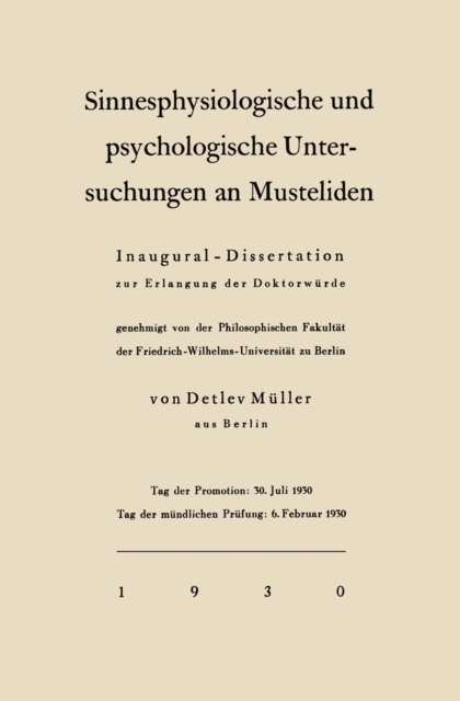 Sinnesphysiologische und psychologische Untersuchungen an Musteliden