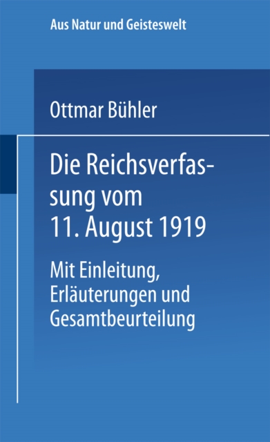 Die Reichsverfassung vom 11. August 1919