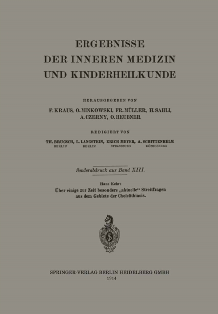 Über einige zur Zeit besonders „aktuelle“ Streitfragen aus dem Gebiete der Cholelithiasis