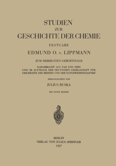 Studien zur Geschichte der Chemie Festgabe
