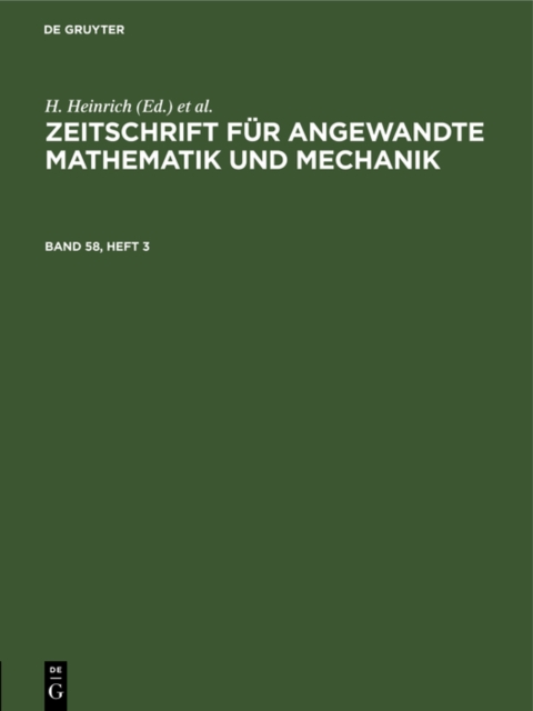 Zeitschrift fur Angewandte Mathematik und Mechanik. Band 58, Heft 3