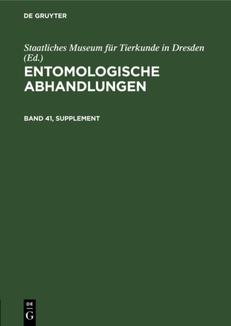 Entomologische Abhandlungen. Band 41, Supplement
