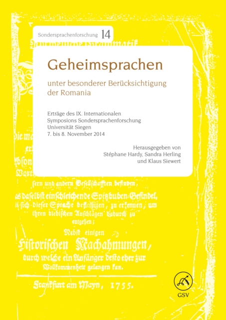 Geheimsprachen unter besonderer Berucksichtigung der Romania