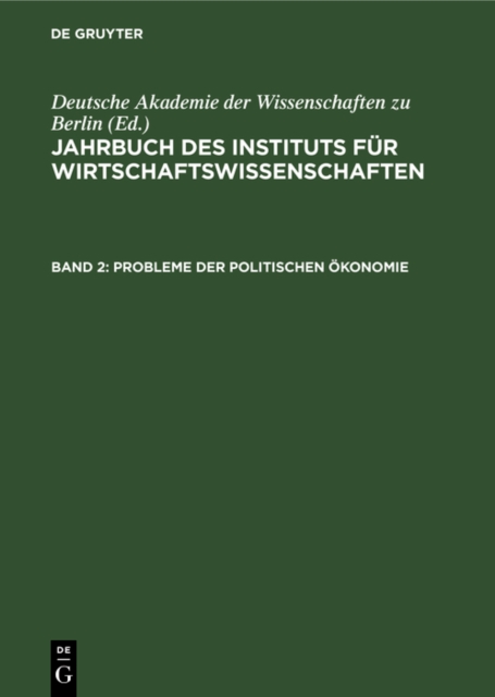 Jahrbuch des Instituts fur Wirtschaftswissenschaften. Band 2