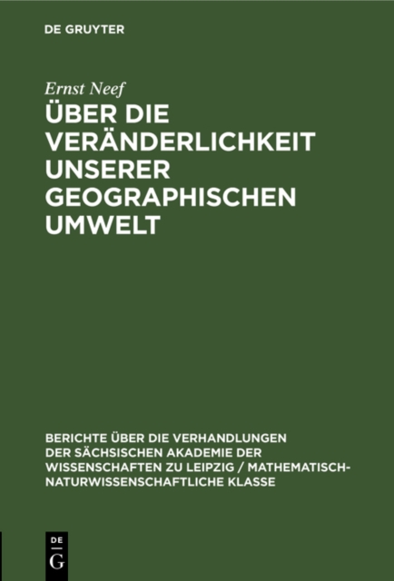 Uber die Veranderlichkeit unserer geographischen Umwelt