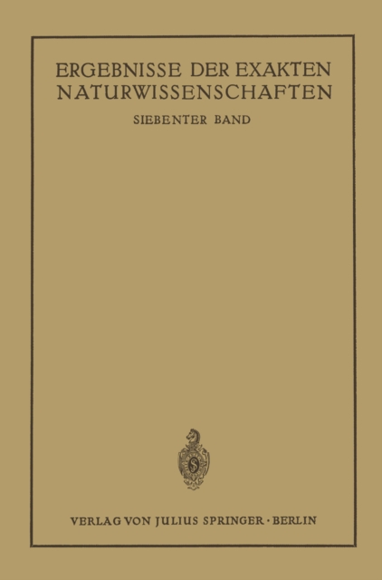 Ergebnisse der Exakten Naturwissenschaften