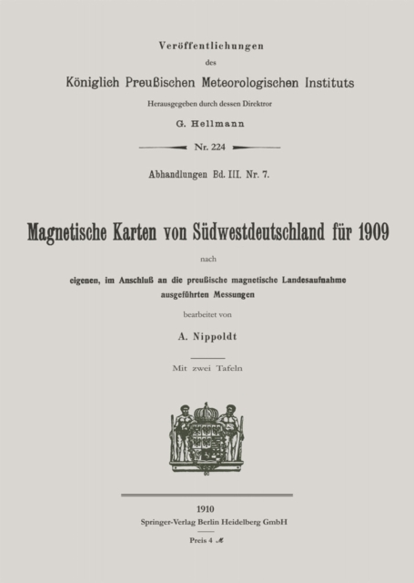 Magnetische Karten von Südwestdeutschland für 1909